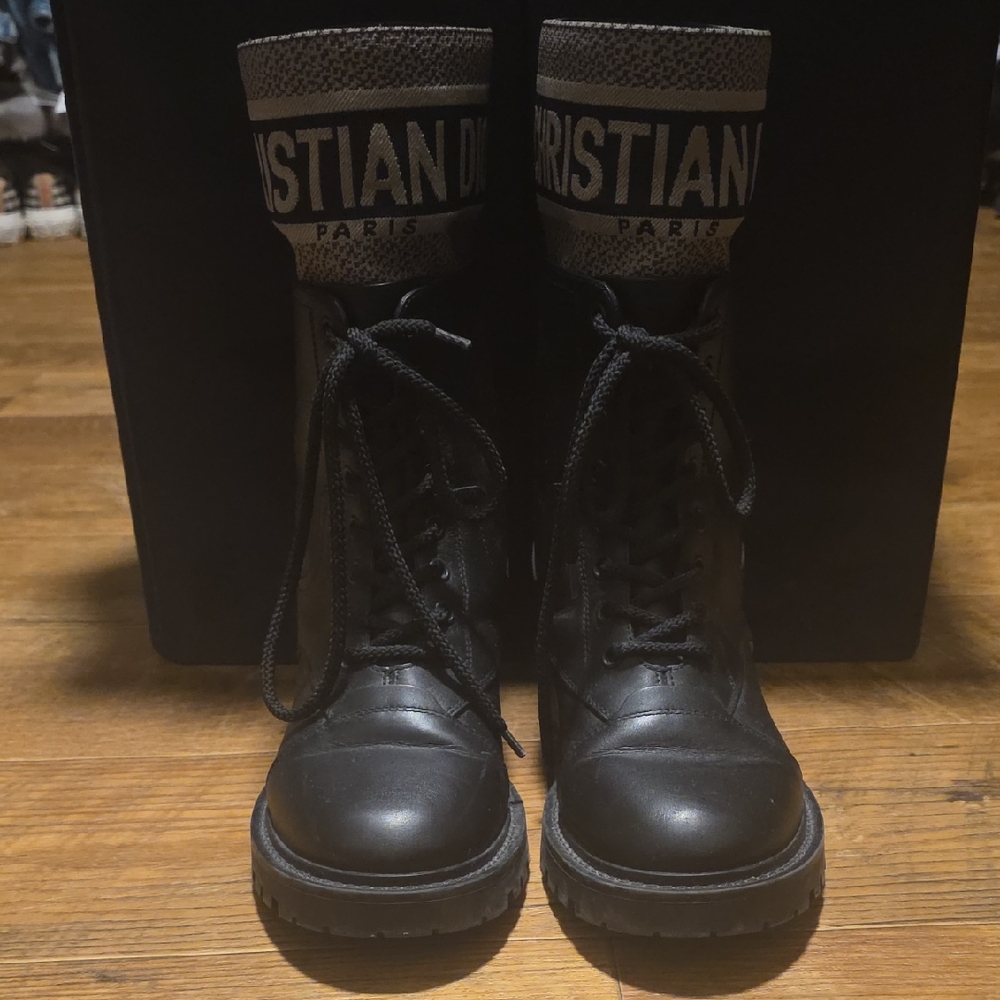 Dior Black Lace Up Boots